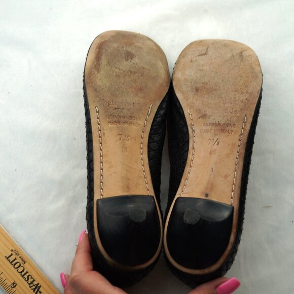 Kate Spade Quilted Leather Kitten Heel Ballet Pumps 7.5M Black Red Trim - Picture 12 of 16